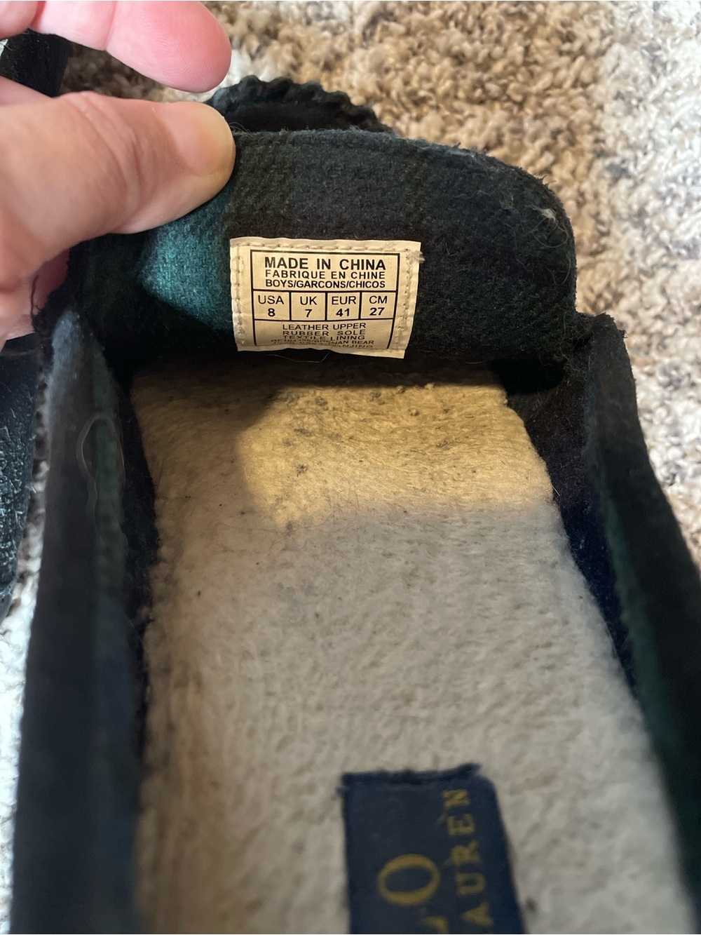 Polo Ralph Lauren Bear Sweater Men’s Size 8 Navy Slippers - Picture 9 of 11
